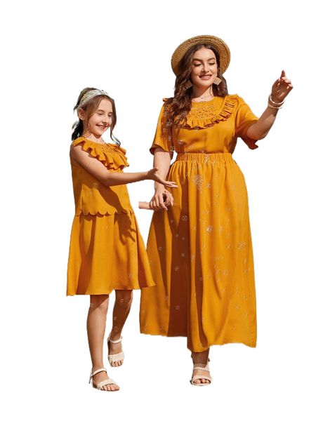 

plus 1 pc laser cut ruffle & elastic waist skirt z56c#, Black