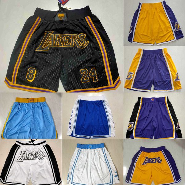 

basketball shorts los angeles''lakers''mens throwback pocket purples yellow, Black