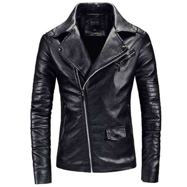 

2020 spring autumn new mens plus size casual fashion plus cashmere pu leather jacket clothing abrigos jaqueta kurtka motocyklowa t220728, Black