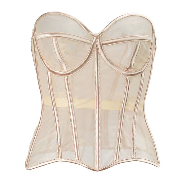 

women ultra lightweight mesh bridal corset bustier 2022 spring new goth casual vintage slim body belts streetwear see through corset xxs-5xl, Black;white