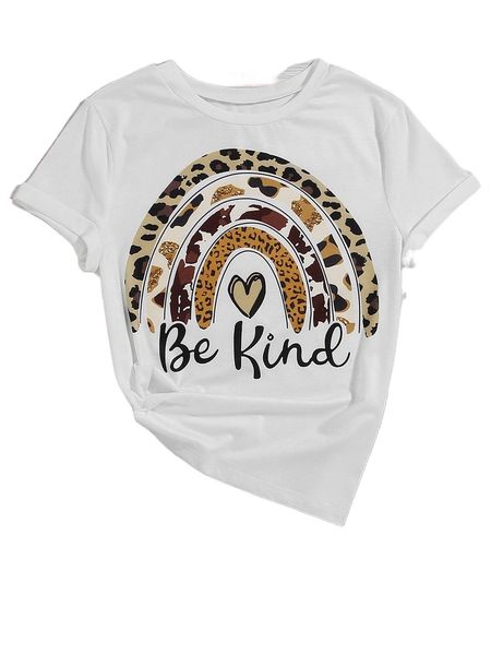 

plus leopard & heart print tee e8pk#, Black