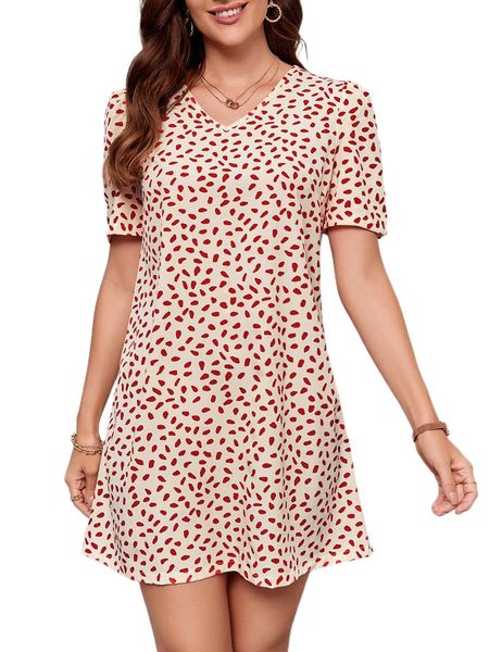 

emery rose allover print puff sleeve dress m0e6#, Black;gray