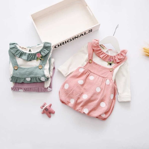 

Girls Newborn Kids Baby Clothes Plaid Strap Ruffle Skirts Round Neck Long Sleeve Solid Shirt 2pc Toddler Lovely Outfits, As picture 3