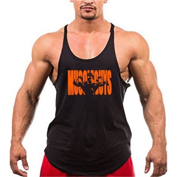 

muscle guys gyms tank men workout clothing bodybuilding stringer men vests cotton y back singlets debardeur fitness homme 220621, White;black