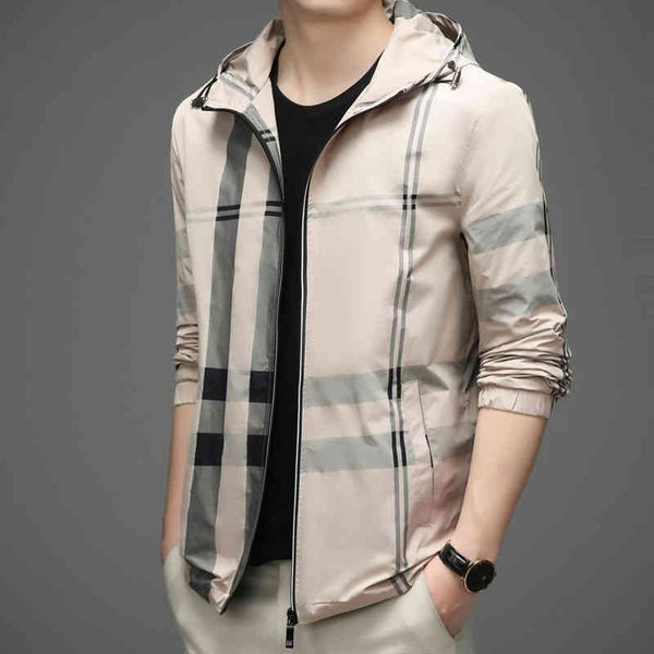 

good brand coat 2022 men's autumn and winter hooded zipper shirt fashion trend handsome jacket 667q, Black;brown