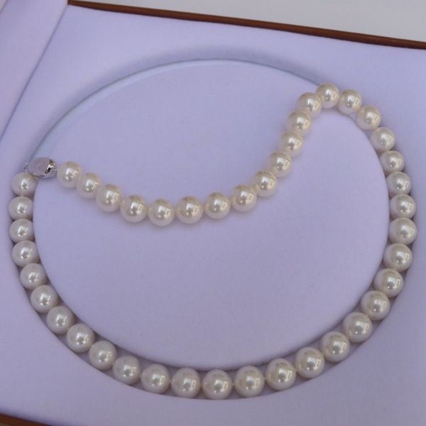 

luxury round pearl 11.5-13.5.mm circle light quality pearl necklace natural genuine send mom shipping, Silver