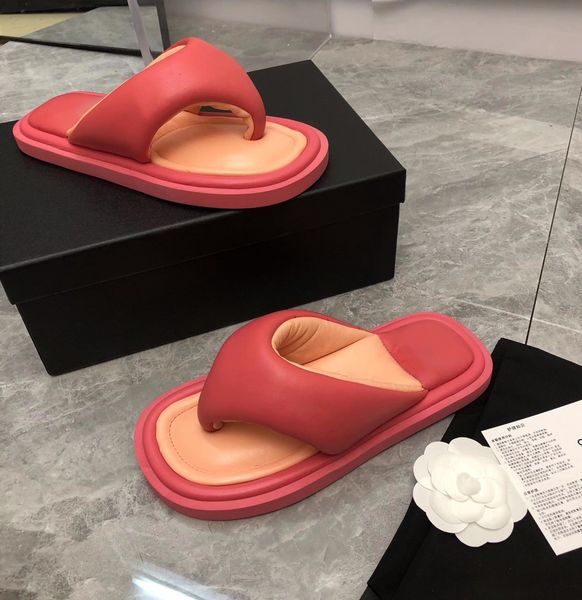 

ladies slippers 2022 summer new bread slippers ice cream color matching flip flops designer beach sandals, Black