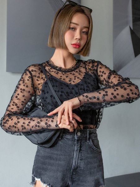 

dazy ditsy floral sheer mesh without tube a42w#, White