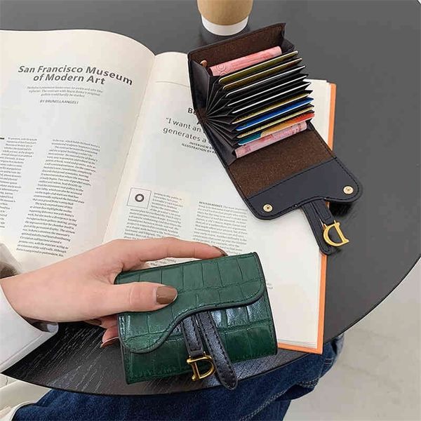 

live tide rfid women's clip multi slot bag small wallet card set goods 50% off factory onlines, Brown;gray