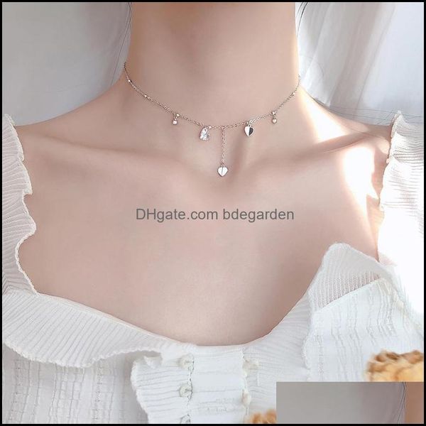 

other necklaces pendants jewelry simple 925 sterling love necklace shiny zircon round woman date wedding gift mom birthday fas dhmde, Silver
