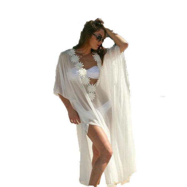 

women's blouses & shirts 2022 chiffon beach bikini blouse skirt wedding po seaside, White