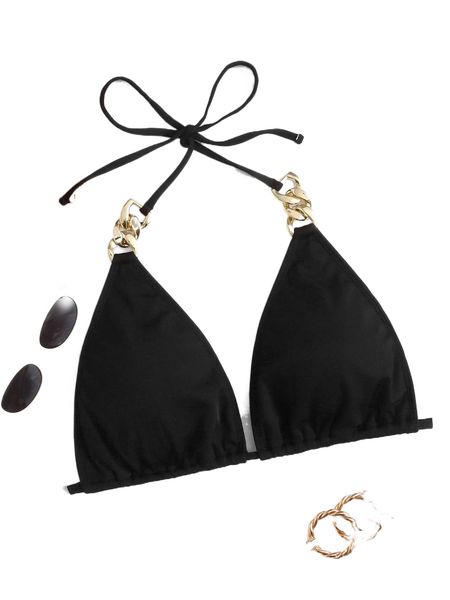 

plus chain linked bikini c80s#, Black