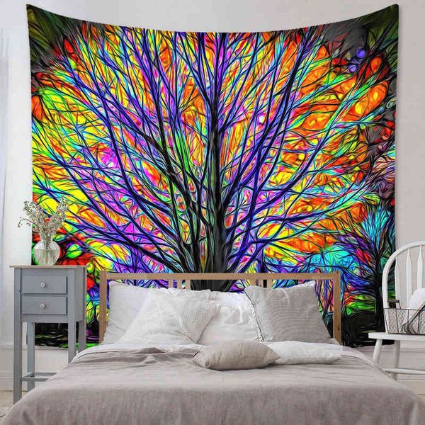 Tapestry Colorful Trees Carpet Wall Hanging Psychedelic Mandala Witchcraft Tape