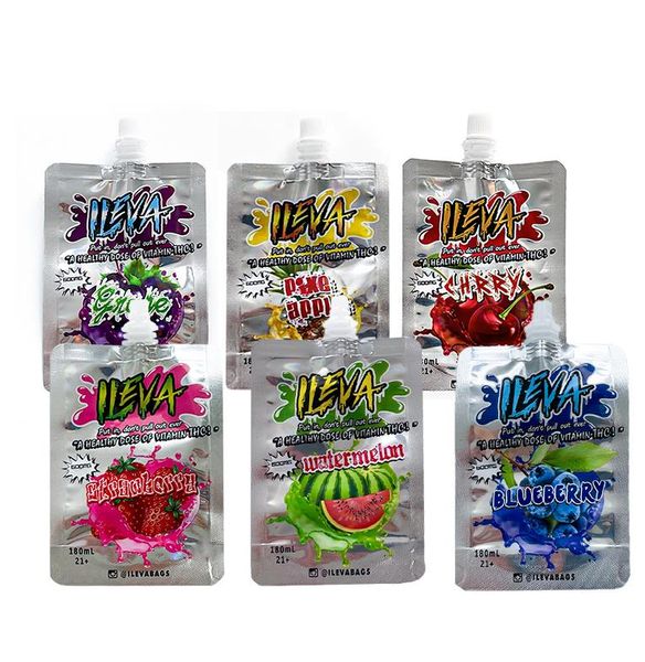 

ileva 600mg 180ml liquid spout packing bag mylar resealable edibles aluminum foil composite flexible packaging bags self-supporting food