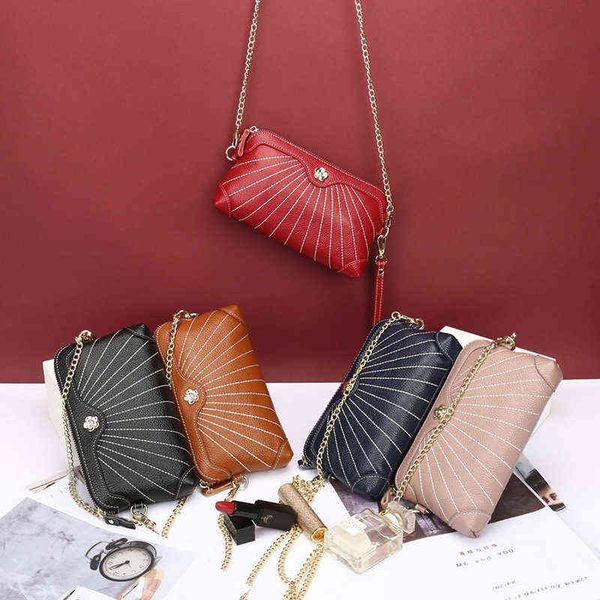 

women's bag design car suture long wrist hand bag leather chain single shoulder bag 220516