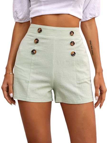 

double button straight leg shorts k7su#, White;black