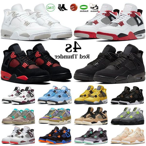 

jumpman4s men women basketball shoes black cat red thunder 4 fire cactus jack university blue white oreo bred metallic green mens sport rlcp