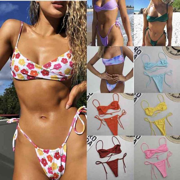 

multicolor leaf 2022 nylon swimsuit women's bikini 2219, White;black