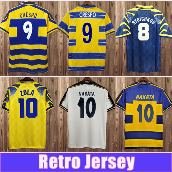 

1998 1999 2000 parma calcio mens soccer jerseys crespo cannavaro baggio asprilla home yellow blue football shirt short sleeve uniforms, Black;yellow
