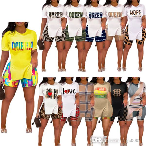 Bedrucktes Hosen-Set für Damen, Sommer-Outfits, T-Shirt, Kurzarm-Shorts, Anzug, 2-teilige passende Sets