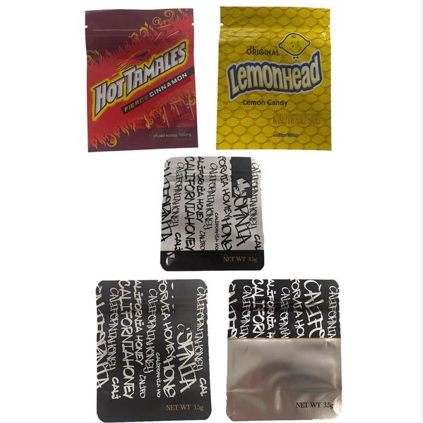 

california honey edibles mylar bag tmales fierce cinnamon lemonhead gummies zipper resealable plastic package smell proof packaging bag