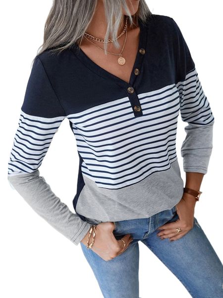 

striped print button front tee m3hq#, White