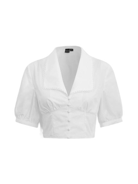 

mod solid button front shirt f63j#, White