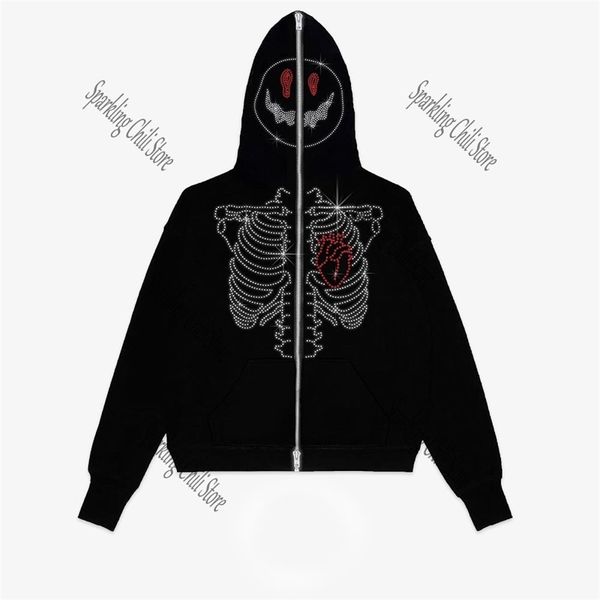 

womens jackets zip up skeleton dark femme y2k sweatshirts oversized hip hop str 220823, Black;brown