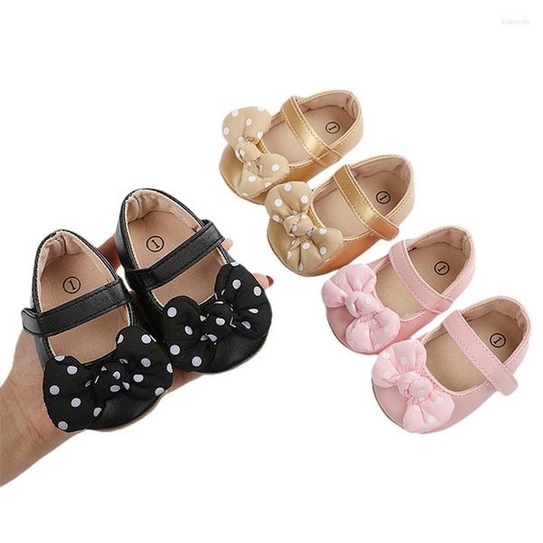 Atletismo para crianças ao ar livre meninas meninas de princesa sapatos anti-deslizamento solo solo mary jane planos com bolinhas bow bow casual shoesthletic