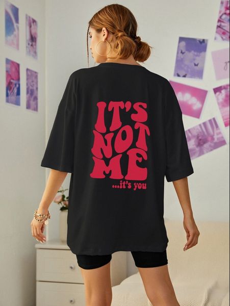 

slogan graphic drop shoulder oversized tee w7vg#, White