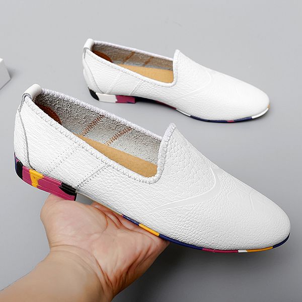 

italian fashion mens shoes club shoes casual men loafers leather moccasins flats men breathable slip on boat shoes lightweight, Black