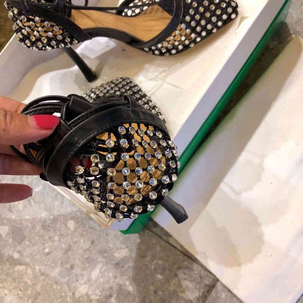 

shoes women dress high heels sparkle stretch sandal leather mesh sandals ankle strap high-heel designer heel square toe pump fashion ds5v, Black