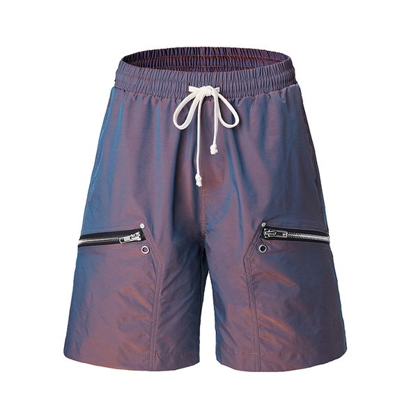 

rivet zipper pockets high street summer mens casual cargo shorts drawstring five point pants