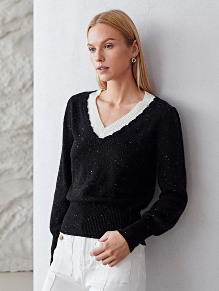 

motf premium cashmere mix puff sleeve sweater z21f#, White;black
