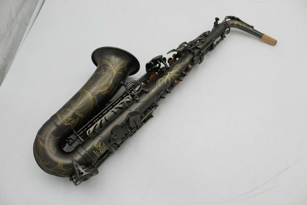 

eastern music professional matt black alto saxophone with flower engravings