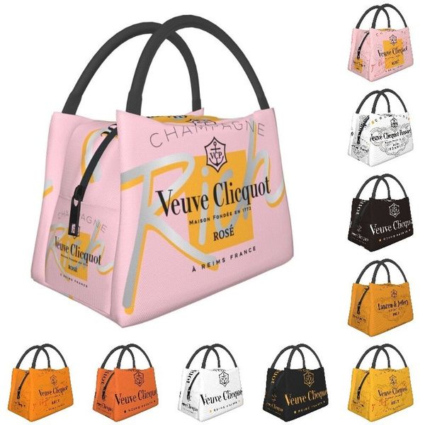 

veuve thermal insulated lunch bags women clicquot resuable container for work travel storage meal food box 220726