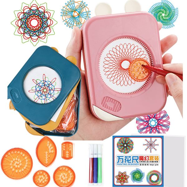 

spirograph classic gear original deluxe art games set children drawing toys creative art craft interlocking gears wheels painting tool