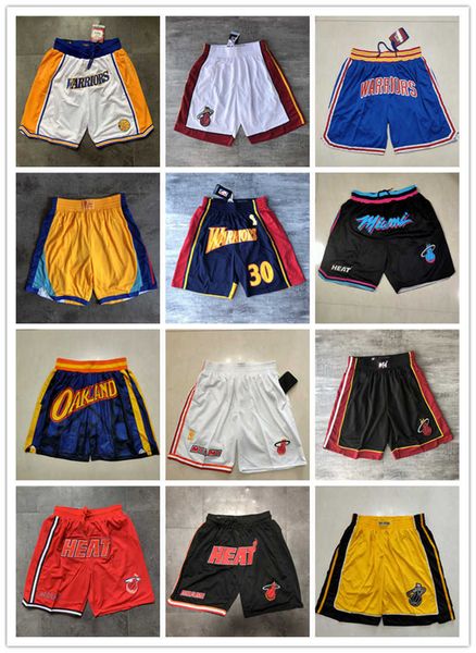 

golden state''warriors''men miami''heat''men throwback basketball shorts pocket, Black