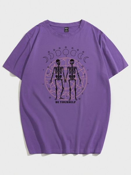

romwe guys skull graphic tee h4r1#, White;black