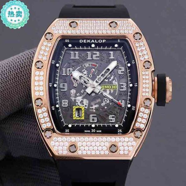 Lüks Tarih Richardmill Watch Mens Mekanik Bilek saati Man Diamond Kiri İthal Şarap Namlu Büyük Arama Kişilik Fu 9ows 434G