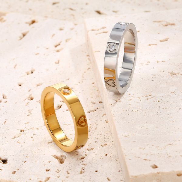

new diamond designer extravagant rings for women gold ring wedding sterling 2022 heart love jewelry get married diamond silver plated steel, Golden;silver