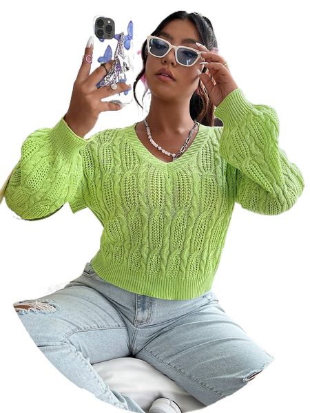 

plus drop shoulder cable knit sweater t0ct#, Black