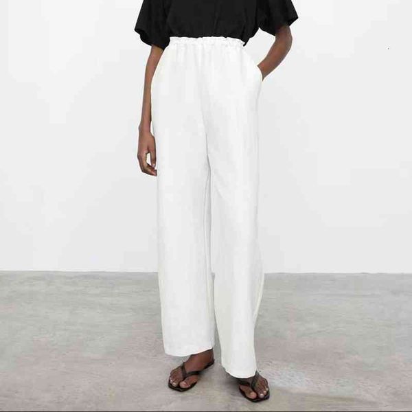 

women's pants capris high waist hanging casual straight pants spring women's wear loose thin wide leg, Black;white