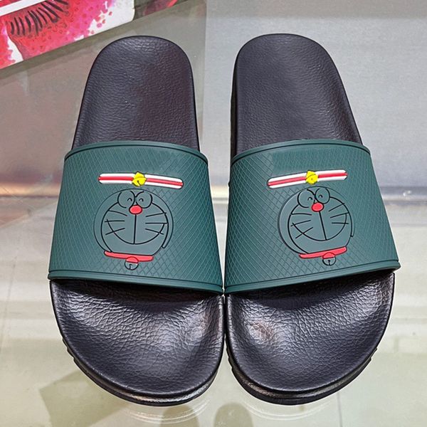 

new mens famous brand slippers sandals upper with logo and cartoon patterns to show your brand charm classic fashion swimming pool beach sum, Black