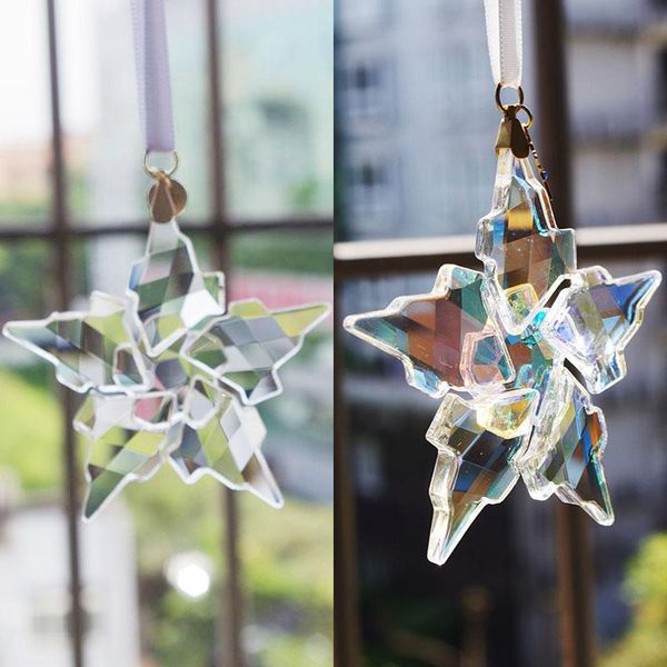

charms 2022 car hanging pendant austrian crystal snowflake star decoration suspension ornaments christmas gifts, Bronze;silver