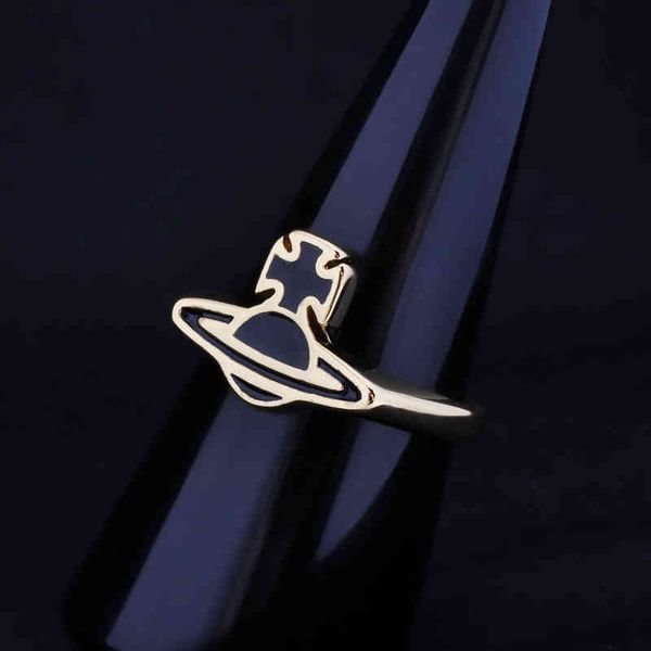 

europe america selling 925 silver men's and women's rings fashion brand vivienne black saturn simple punk style jewelry wild coupl