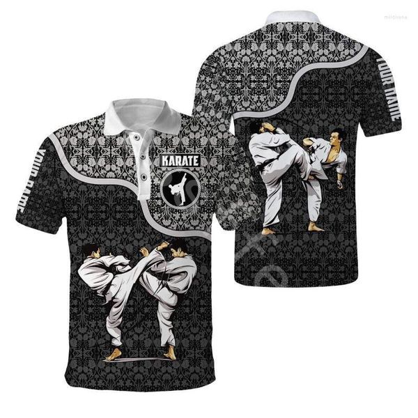 Men's Polos Karate Sports Sports 3D Moda Impressa Camisas de verão STREETHEATH MENOS DE MENOS DE MENINOS CHUMA CASSO CASUAL DO MENSMEN MENSMEN MENSMENS MIL MIL