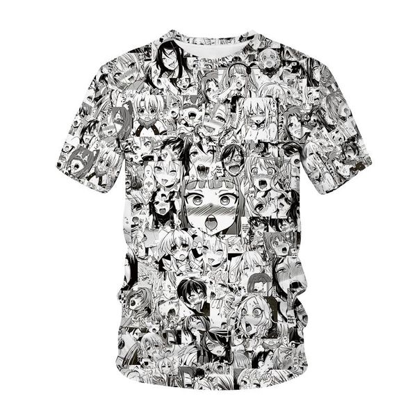 Мужская футболка аниме футболка 3D Принт мужчины женская уличная одежда Хентай узор O-образной кип