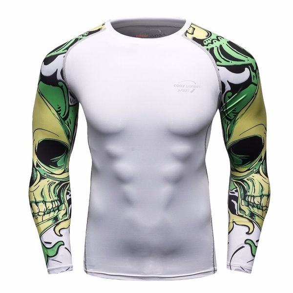 Uomo MMA Compression Shirts Rashguard Fitness Maniche lunghe Base Layer Skin Tight Sollevamento pesi Uomo T-shirt 22 201116