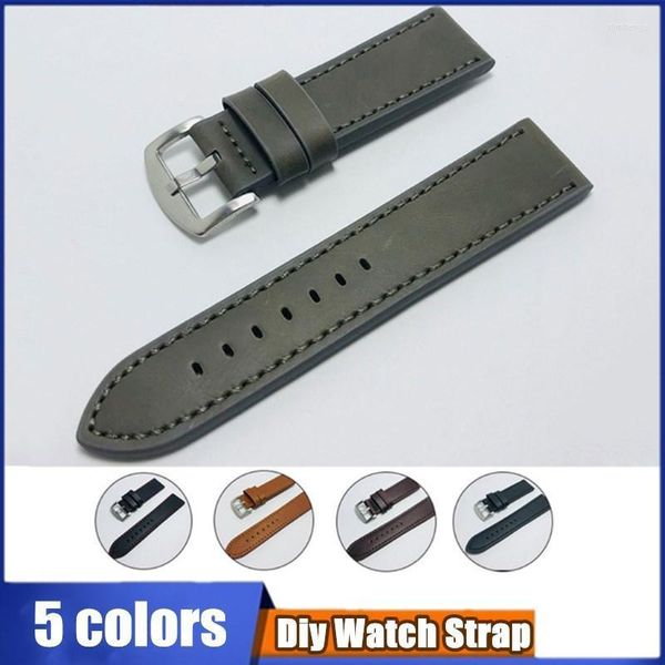 Assista a bandas 5 cores Bandas de relógio de couro de óleo 18/20/22/24mm para homens Homens Durable Geral Universal Strap